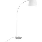 March Floor Lamp in White Marble, Nickel & White Linen Shade